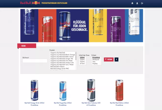 Red Bull Produktdatenbank